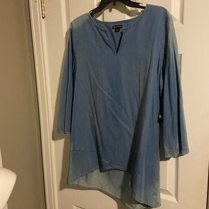 New Directions Asymmetrical Blue 3/4 Sleeve Tunic
